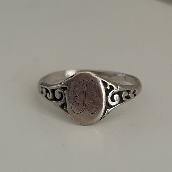 Antique Sterling Silver Signet “B” Ring - Picture 1 of 5